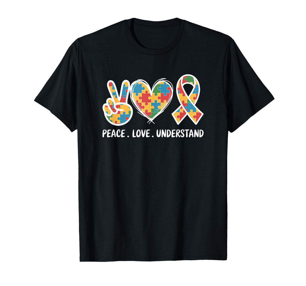 Autism Awareness Peace Love Understand T-Shirt - Graphic Print Unisex - T-Shirt, Sweatshirt, Hoodie