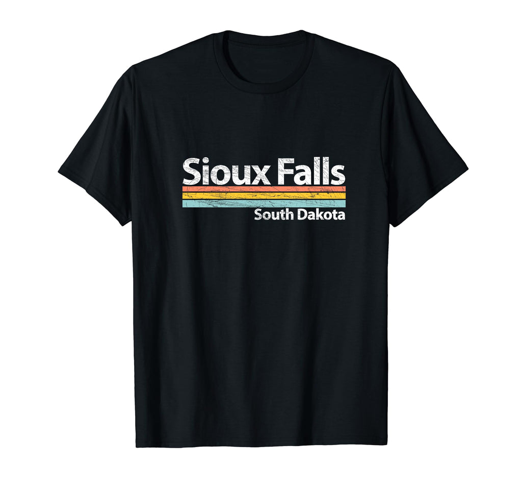 Sioux Falls South Dakota Worn Stripes T-Shirt - Trendy Graphic for Adults - T-Shirt, Sweatshirt, Hoodie