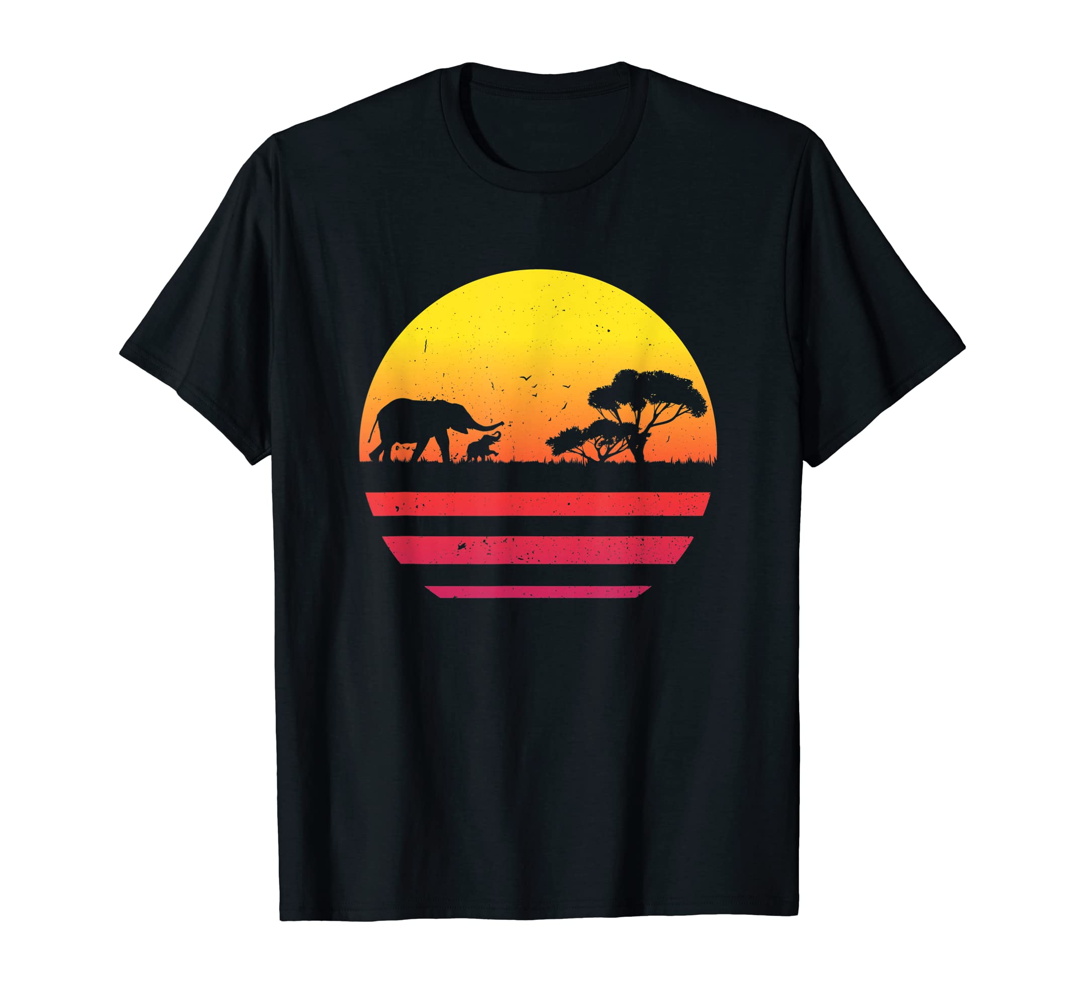 Elephant Sunset Colors Silhouette T-Shirt - Novelty Apparel Men Women - T-Shirt, Sweatshirt, Hoodie