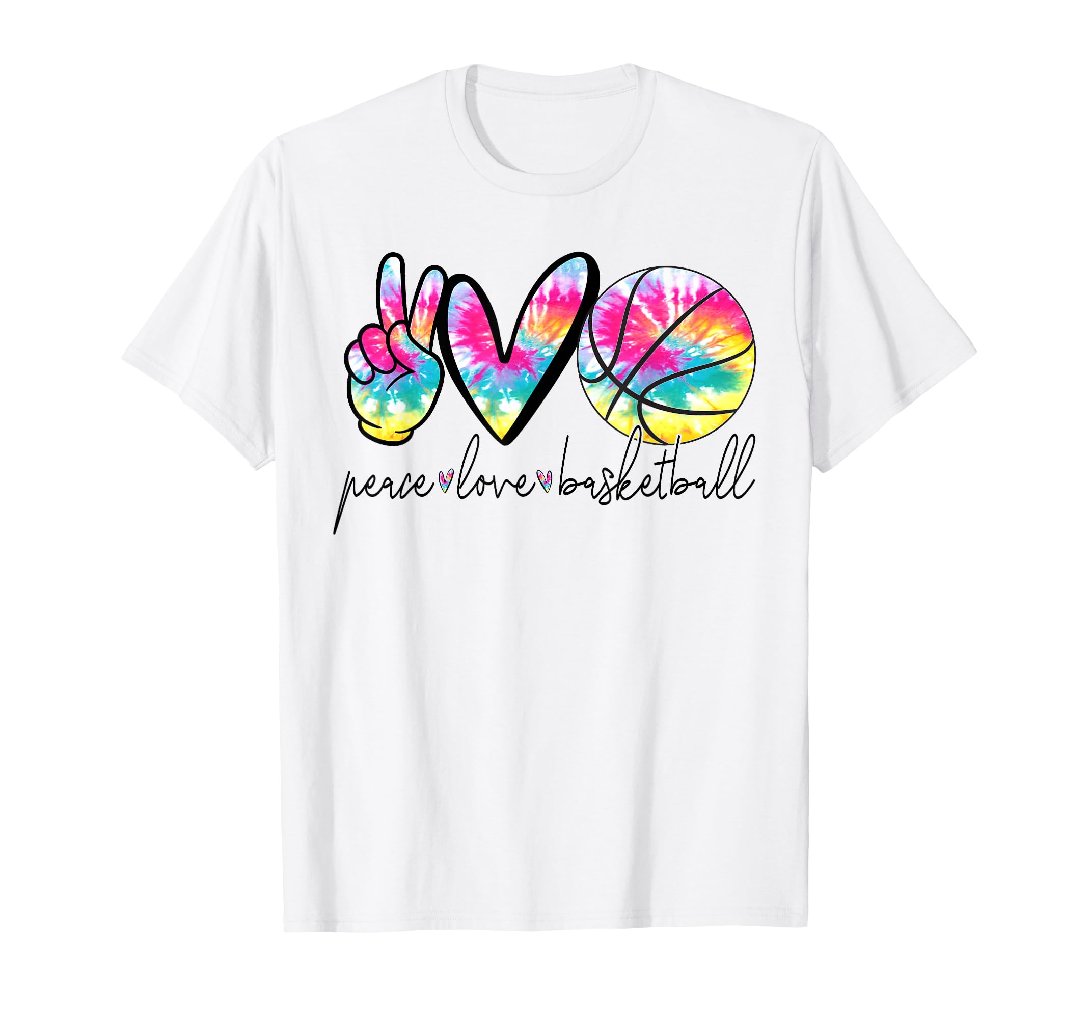 Peace Love Basketball Tie Dye T-Shirt - Trendy Graphic Men Women - T-Shirt, Sweatshirt, Hoodie