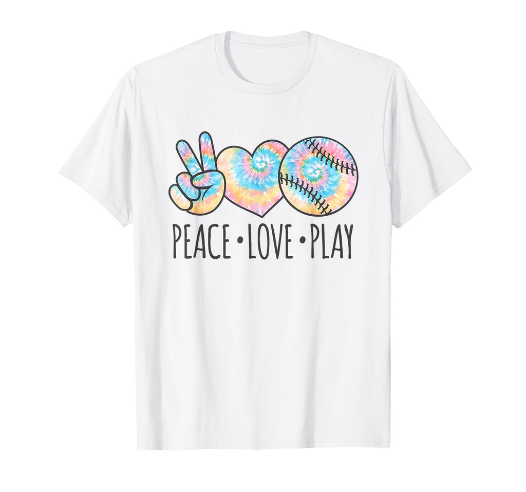 Tie Dye Softball Teen Peace Love Play T-Shirt - Streetwear Style Unisex - T-Shirt, Sweatshirt, Hoodie