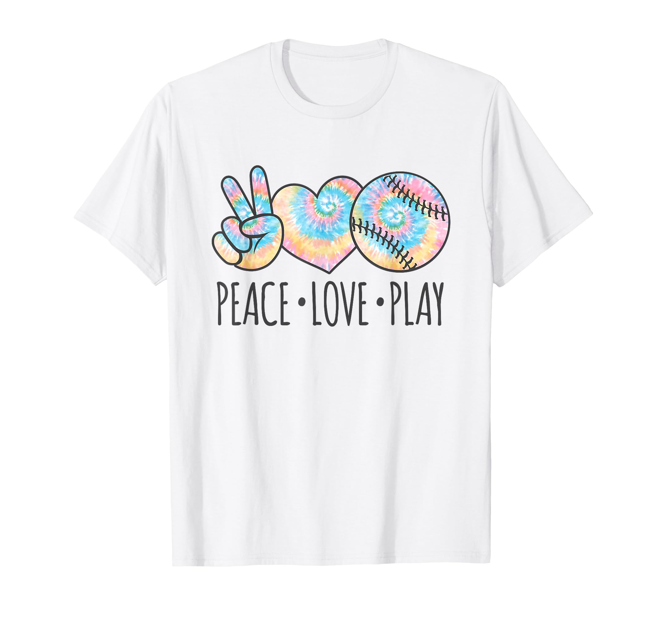 Tie Dye Softball Teen Peace Love Play T-Shirt - Streetwear Style Unisex - T-Shirt, Sweatshirt, Hoodie