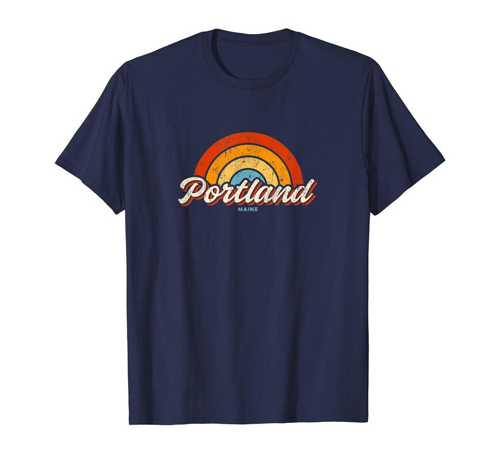 Portland Maine Me Rainbow 70S T-Shirt - Graphic Print Unisex - T-Shirt, Sweatshirt, Hoodie