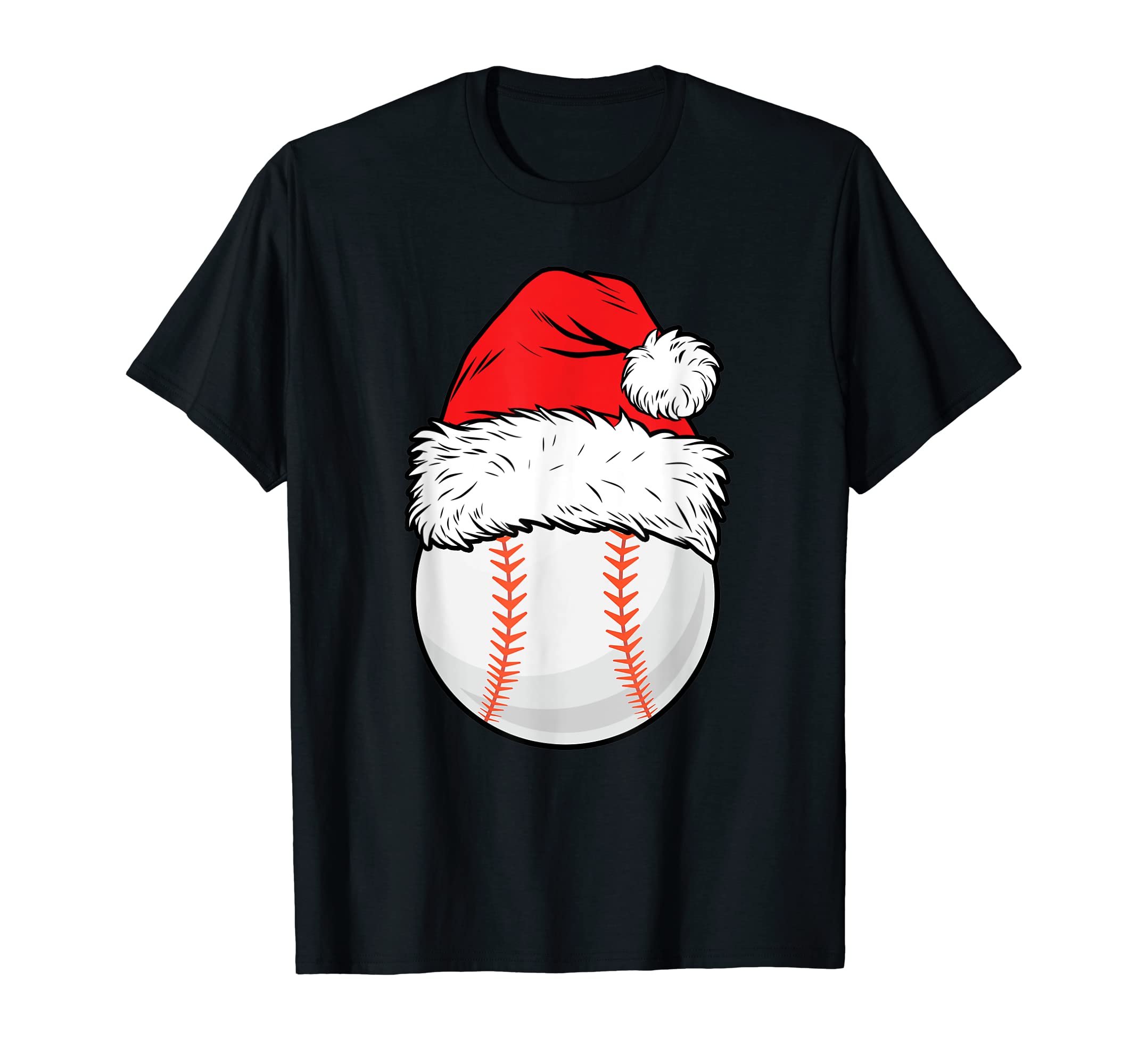 Baseball Ball Santa Hat Matching T-Shirt - Minimalist Print for Adults - T-Shirt, Sweatshirt, Hoodie