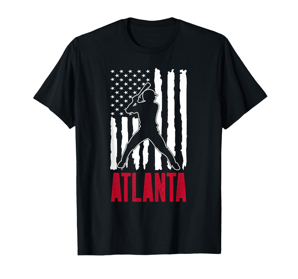 Atlanta American Flag Distressed T-Shirt - Minimalist Print Men Women - T-Shirt, Sweatshirt, Hoodie