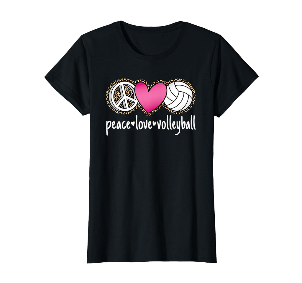 Peace Love Volleyball Leopard Volleyball T-Shirt - Unique Graphic Unisex - T-Shirt, Sweatshirt, Hoodie