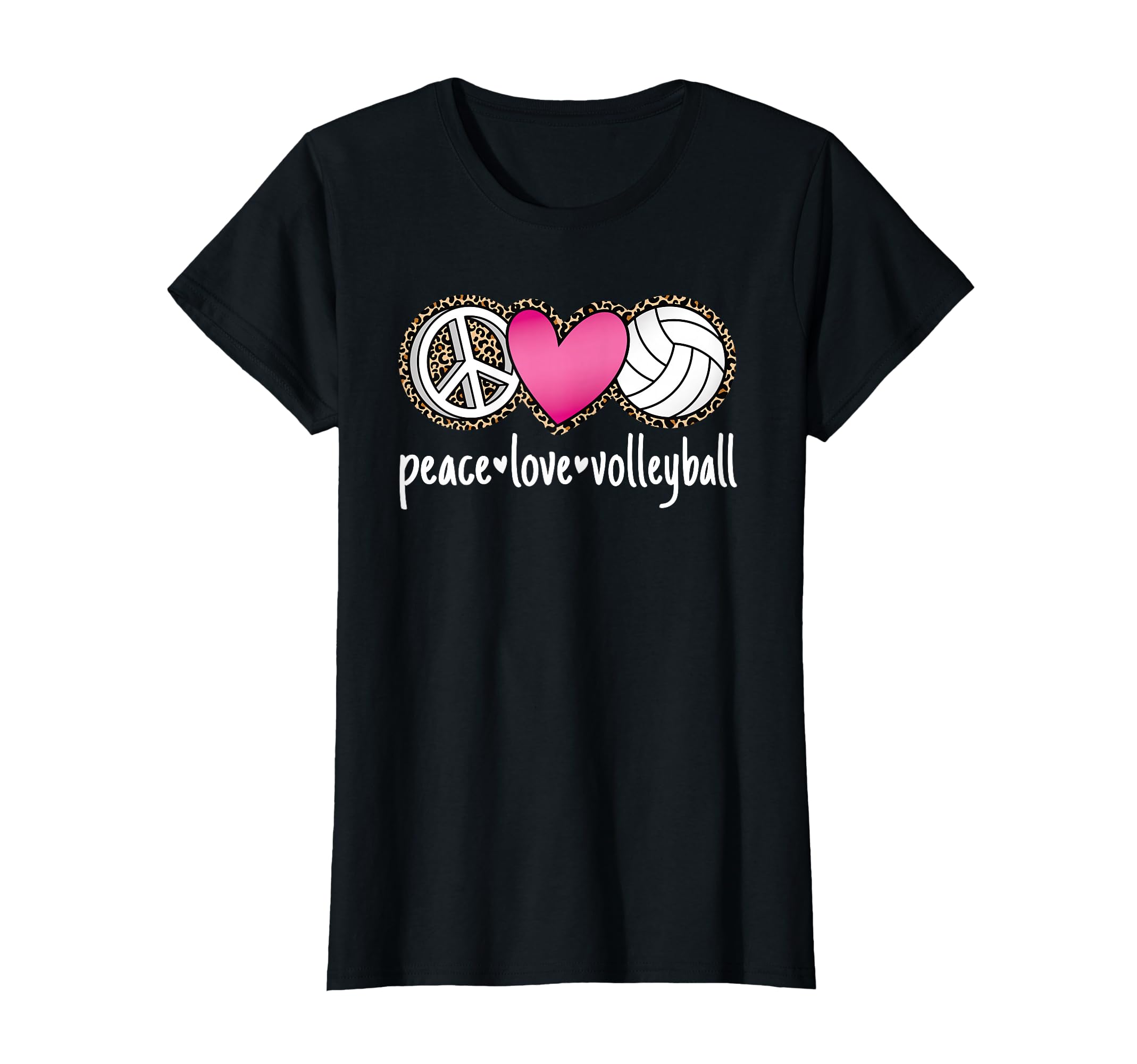Peace Love Volleyball Leopard Volleyball T-Shirt - Unique Graphic Unisex - T-Shirt, Sweatshirt, Hoodie