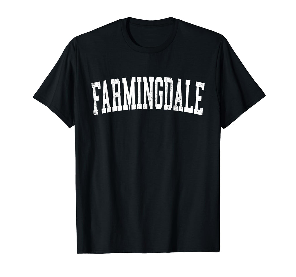 Farmingdale Ny Distressed White Varsity T-Shirt - Minimalist Print Unisex - T-Shirt, Sweatshirt, Hoodie