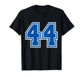 White Blue Sports Team Number 44 T-Shirt - Unique Graphic for Adults - T-Shirt, Sweatshirt, Hoodie