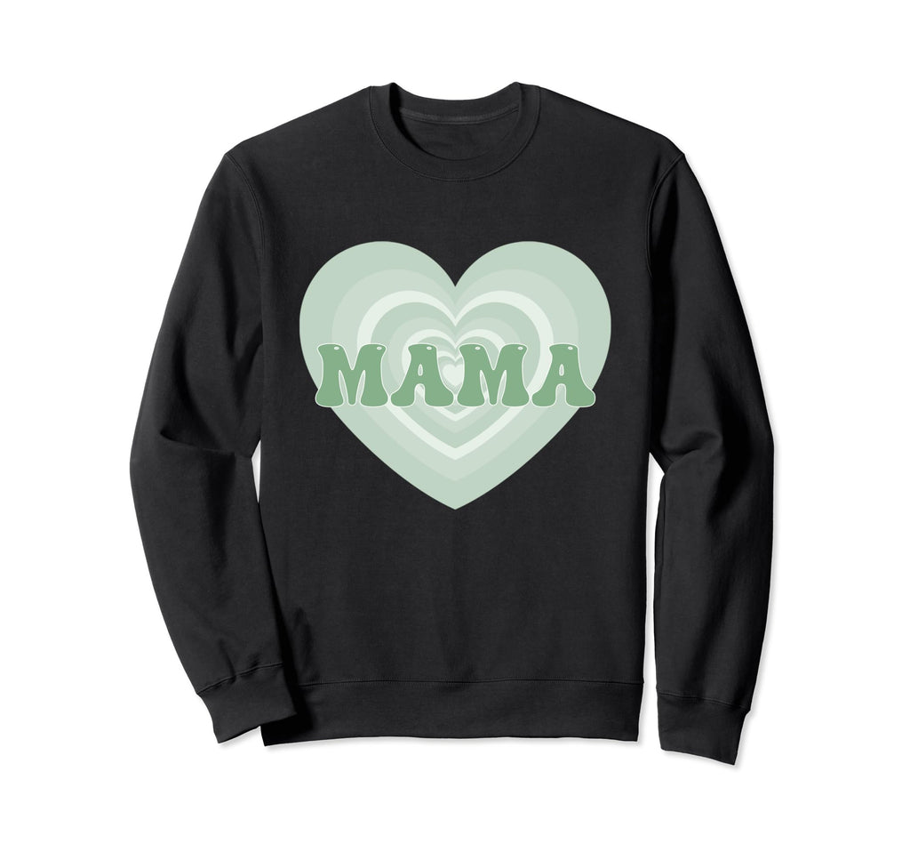 Aesthetic Sage Green Heart Mama Sweatshirt - Custom Art Print for Adults - T-Shirt, Sweatshirt, Hoodie