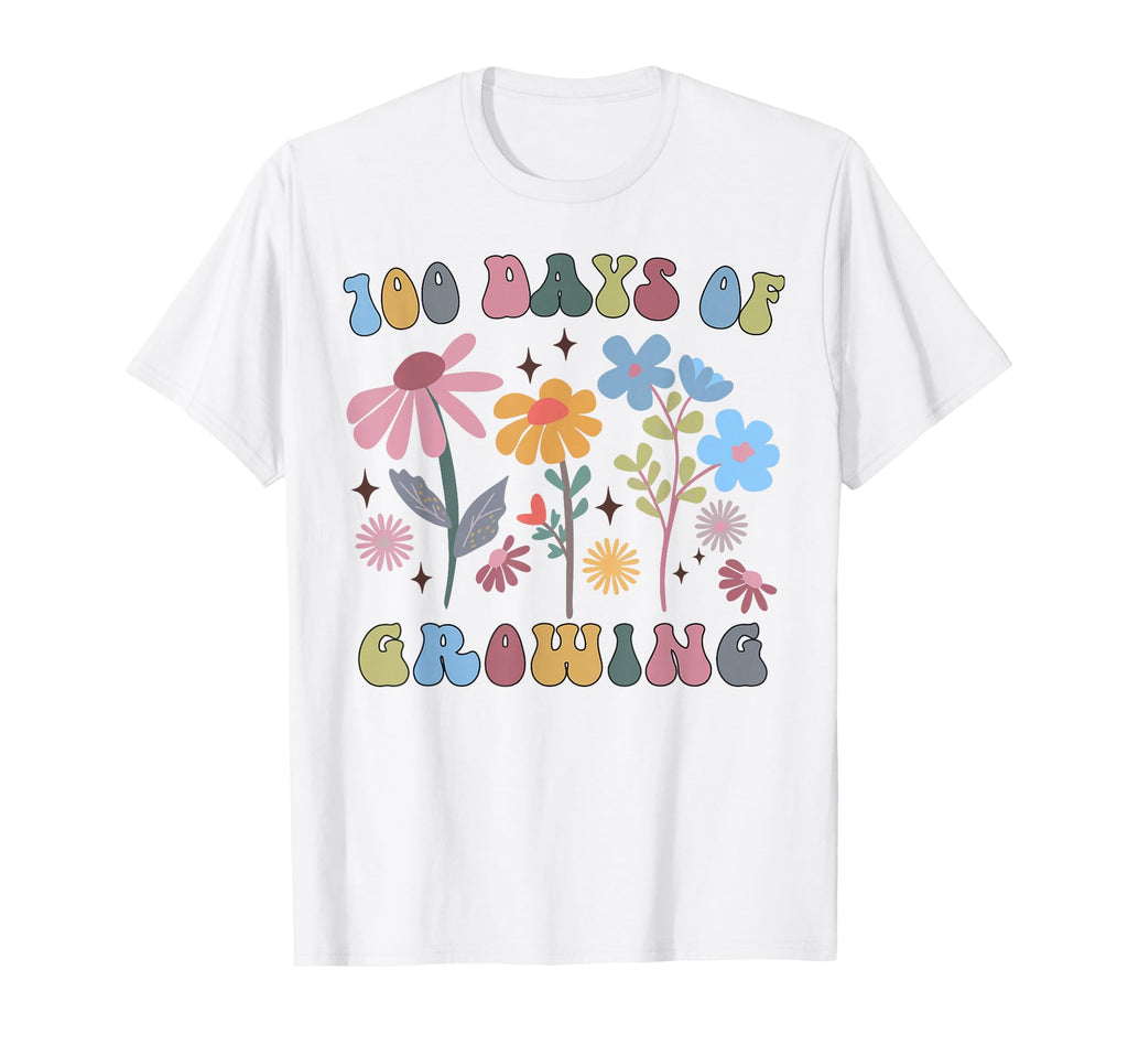 100 Days Growing Boho Flower 100Th T-Shirt - Aesthetic Graphic Men Women - T-Shirt, Sweatshirt, Hoodie