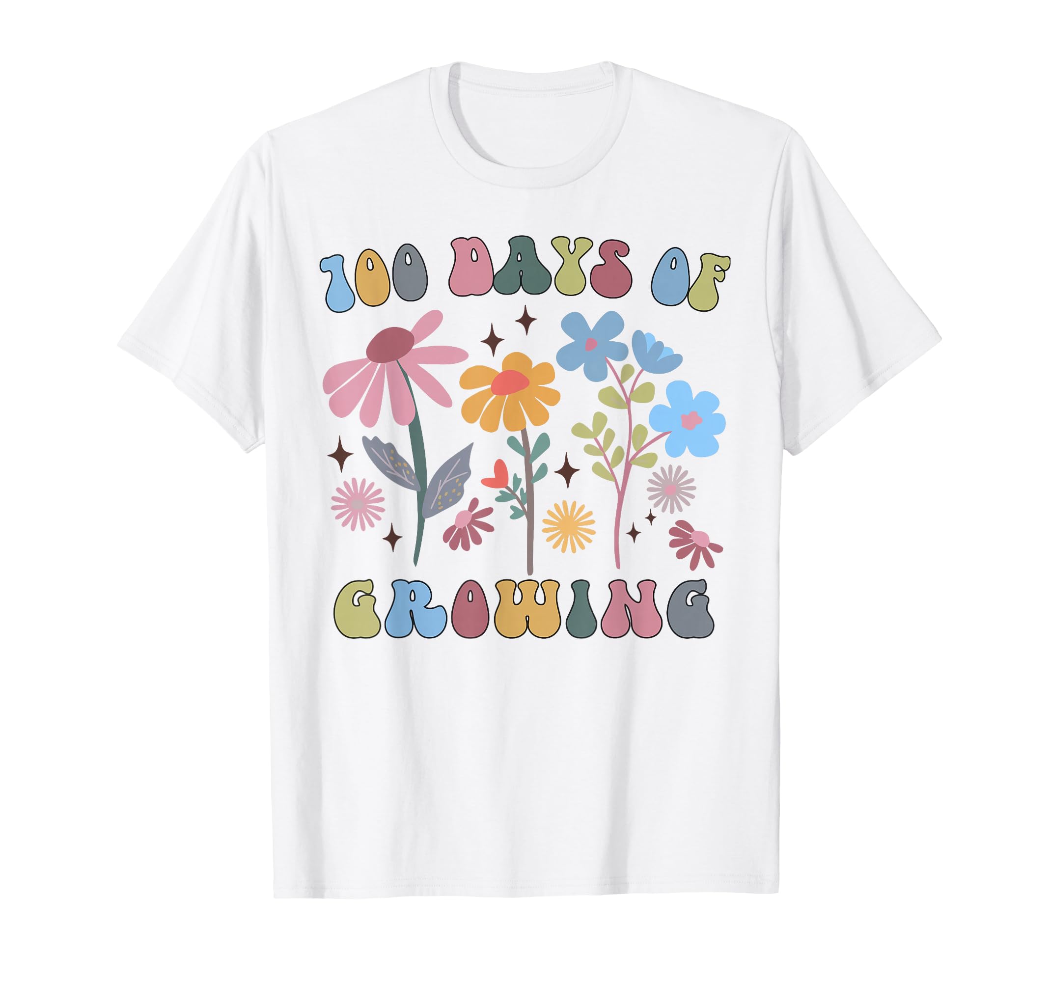 100 Days Growing Boho Flower 100Th T-Shirt - Aesthetic Graphic Men Women - T-Shirt, Sweatshirt, Hoodie