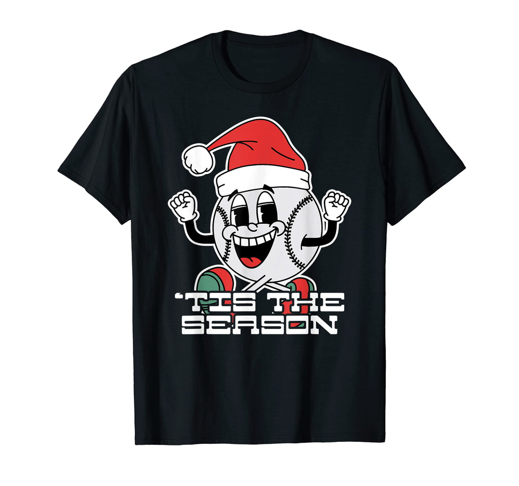 Tis Season Baseball Santa Hat Baseball T-Shirt - Trendy Graphic for Adults - T-Shirt, Sweatshirt, Hoodie