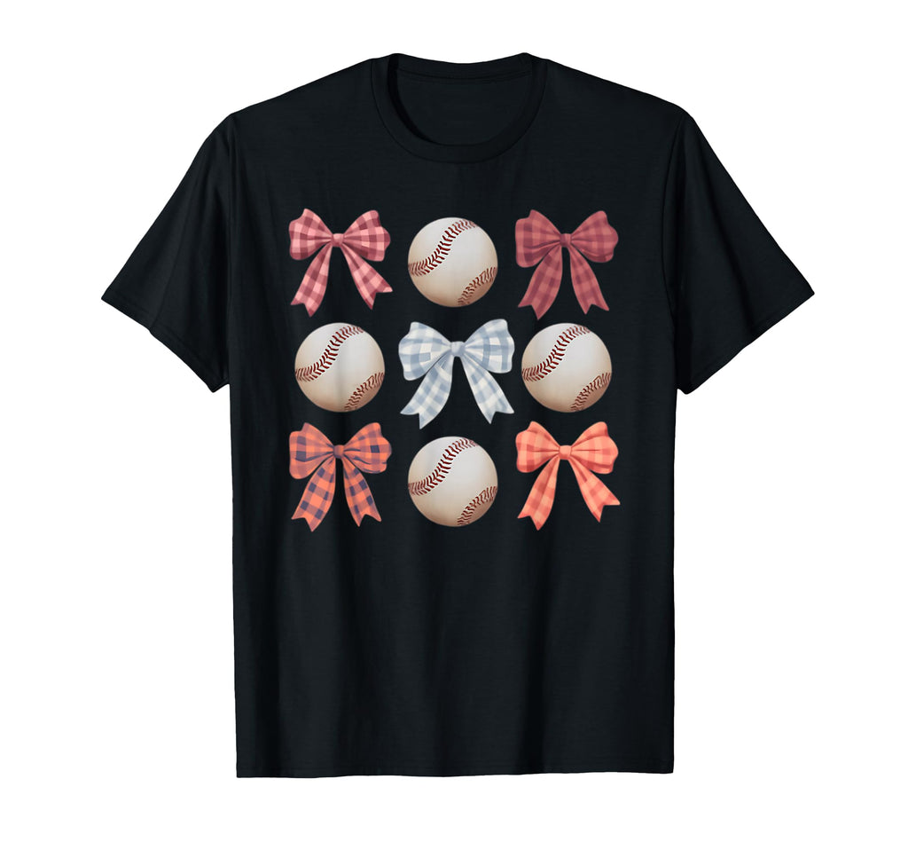 Baseball Coquette Bow Mom Sister T-Shirt - Custom Art Print Men Women - T-Shirt, Sweatshirt, Hoodie