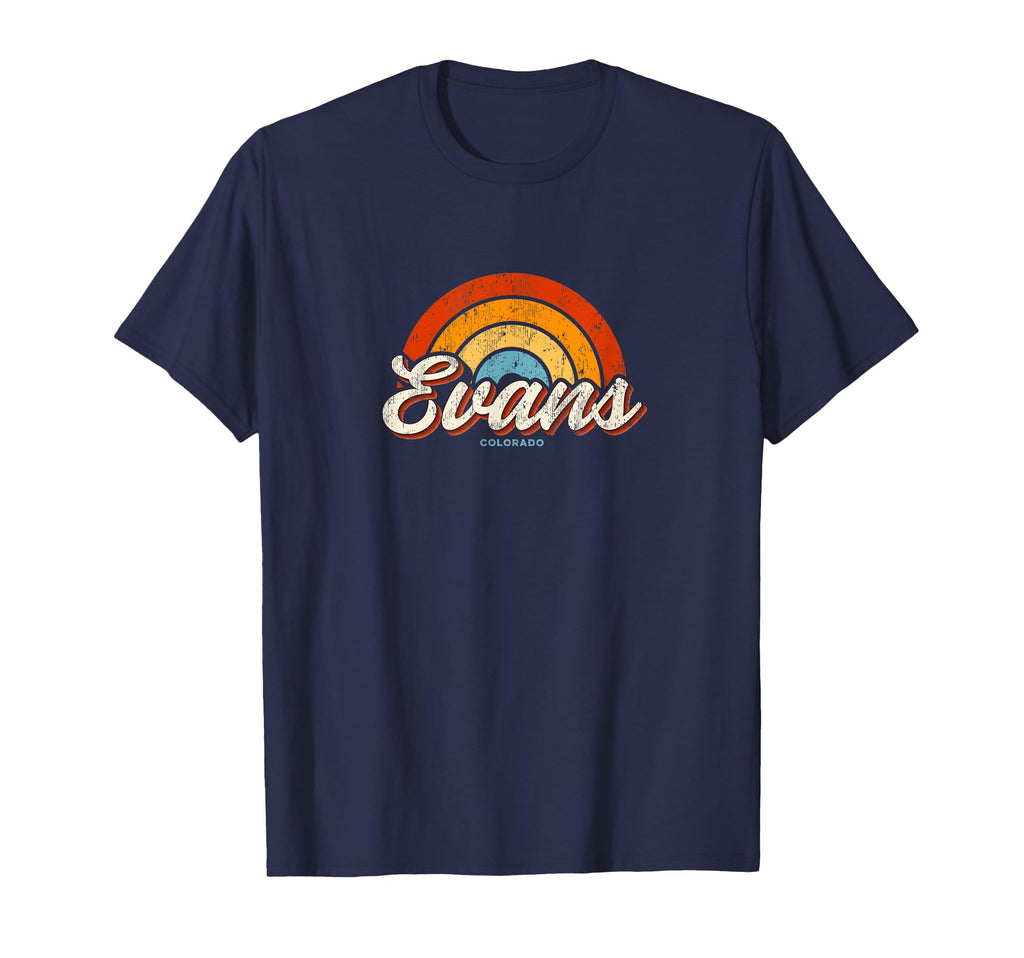 Evans Colorado Co Rainbow 70S T-Shirt - Unique Graphic for Adults - T-Shirt, Sweatshirt, Hoodie