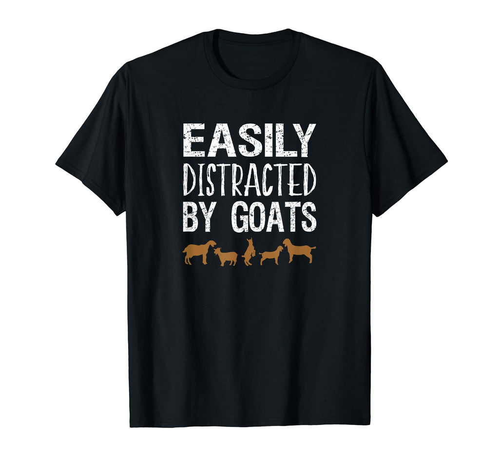 Easily Distracted Goats Distressed T-Shirt - Novelty Apparel Unisex - T-Shirt, Sweatshirt, Hoodie