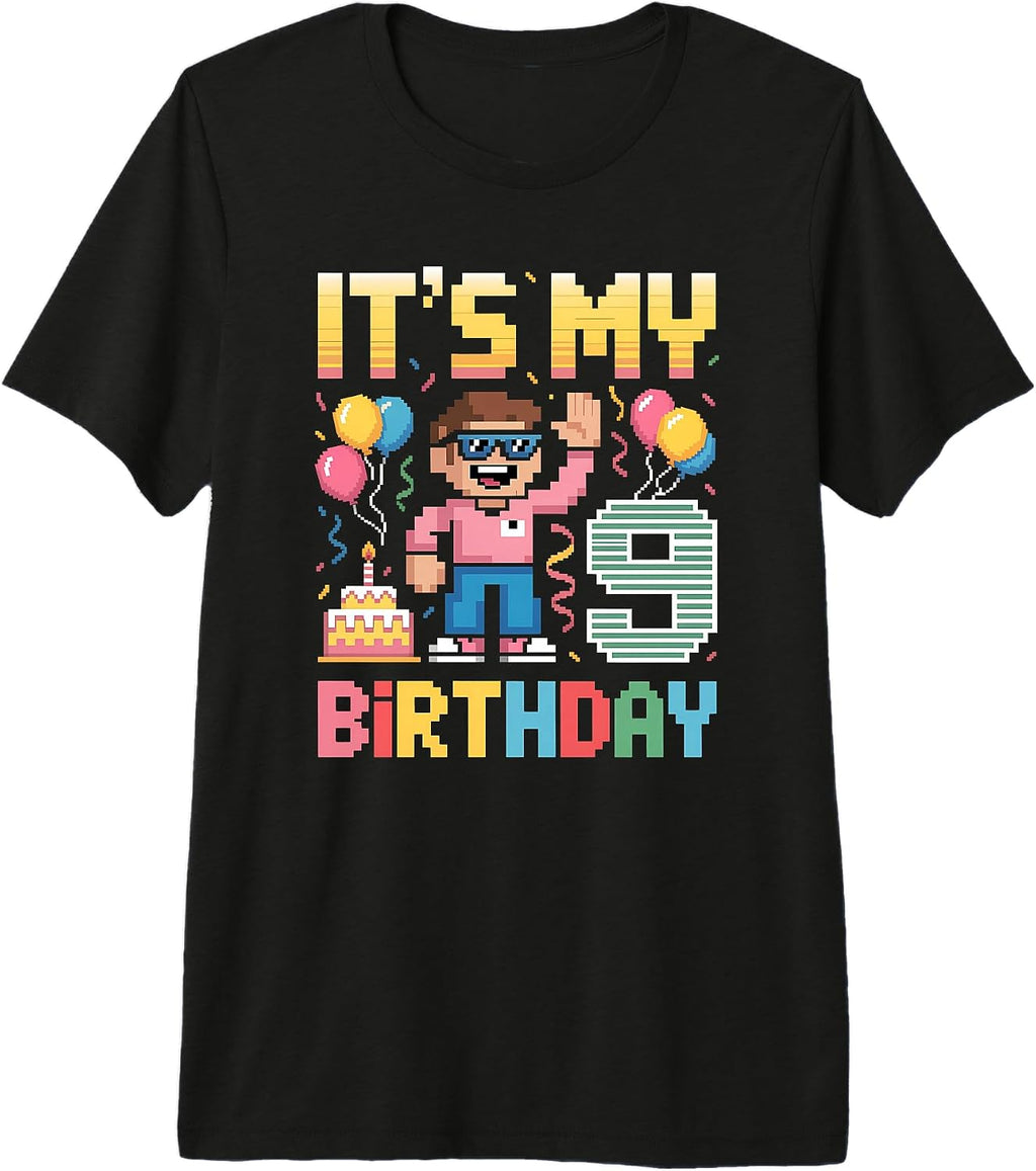 Retro Pixel Gamer Birthday Boys Apparel Gifts - Adult & Kids T-Shirts, Sweatshirts & Hoodies apparel design preview 1