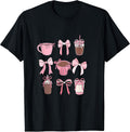 Cute Hot Iced Coffee and PInk Bows Girly Aesthetic - Adult & Kids T-Shirts, Sweatshirts & Hoodies apparel design preview 1