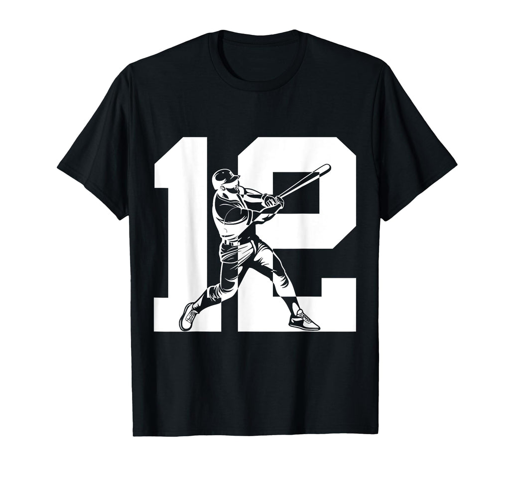 Number 12 Years Baseball 12Th T-Shirt - Fun Novelty Design for Adults - T-Shirt, Sweatshirt, Hoodie