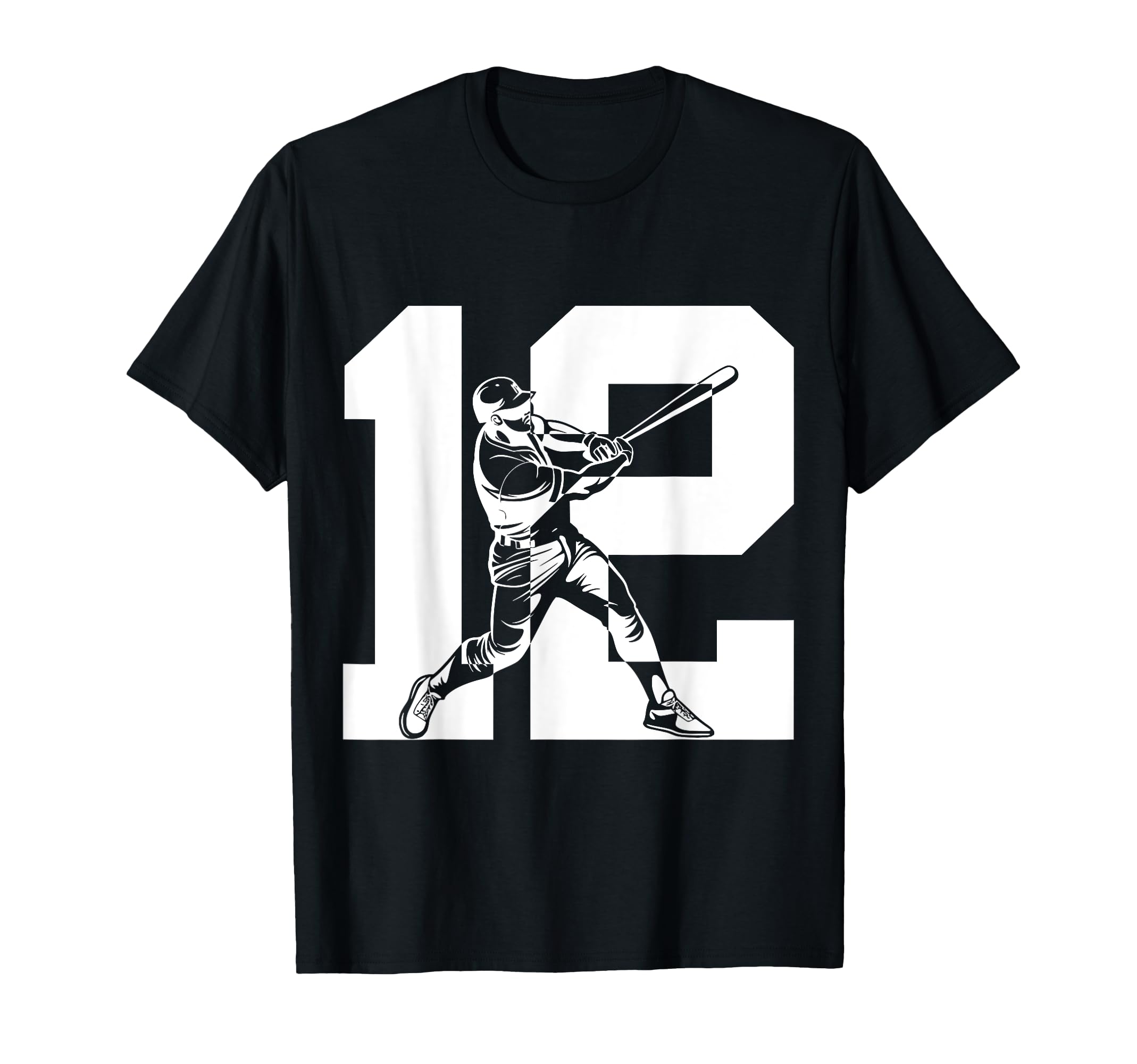 Number 12 Years Baseball 12Th T-Shirt - Fun Novelty Design for Adults - T-Shirt, Sweatshirt, Hoodie