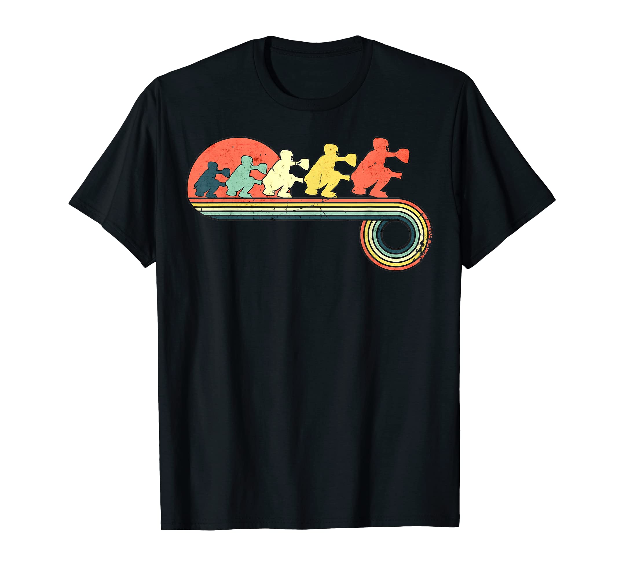 Baseball Catcher Sunset Rainbow T-Shirt - Graphic Print Unisex - T-Shirt, Sweatshirt, Hoodie