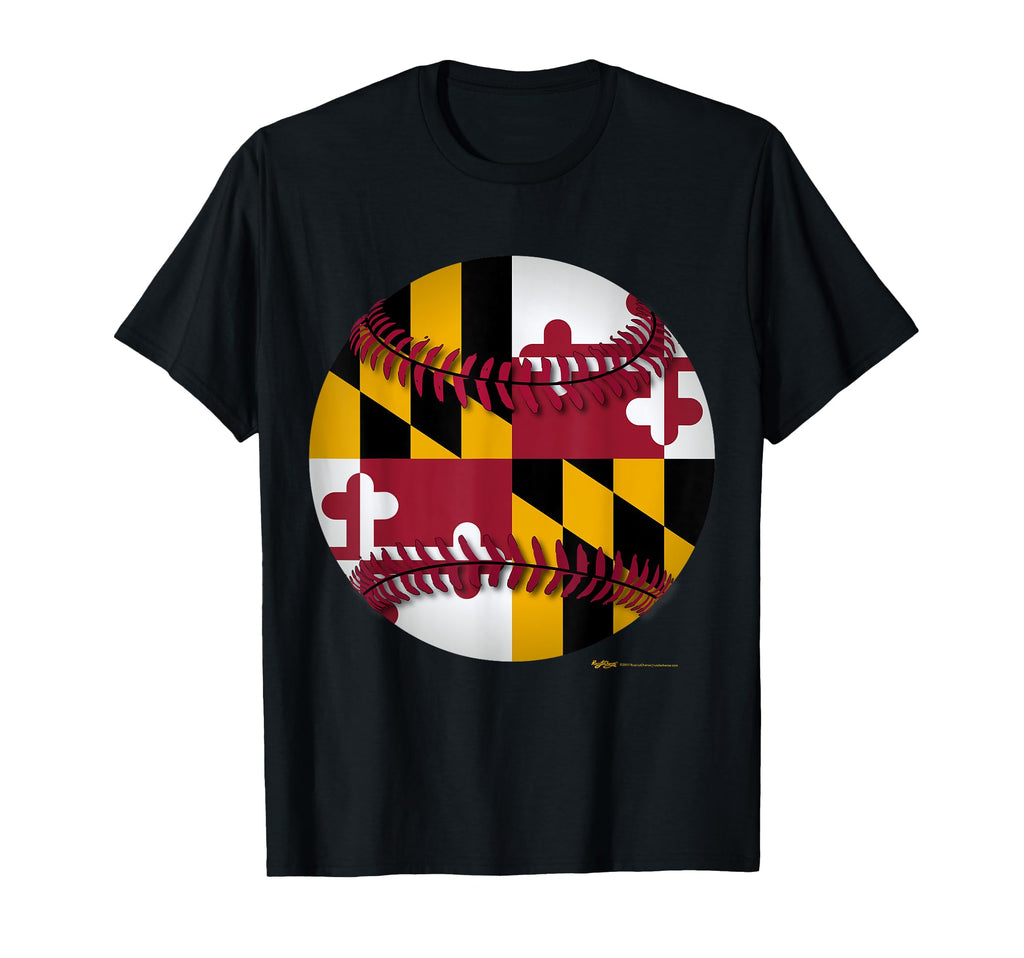 Baseball Maryland State Flag T-Shirt - Unique Graphic Unisex - T-Shirt, Sweatshirt, Hoodie