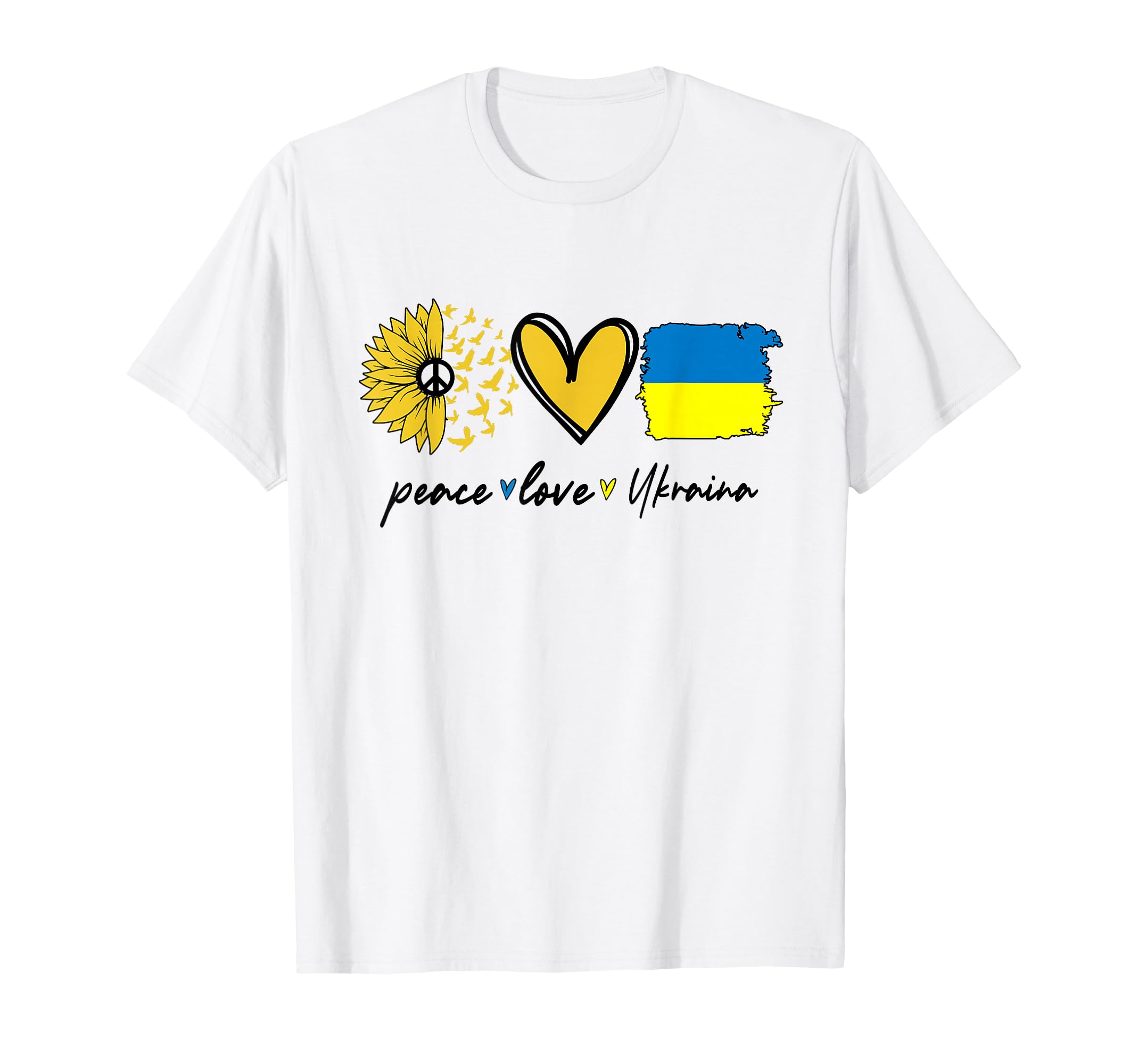 Peace Love Ukraine Sunflower Flag T-Shirt - Minimalist Print Men Women - T-Shirt, Sweatshirt, Hoodie