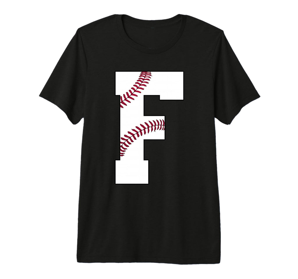 F Baseball Initial Personalized Letter T-Shirt - Graphic Print for Adults - T-Shirt, Sweatshirt, Hoodie