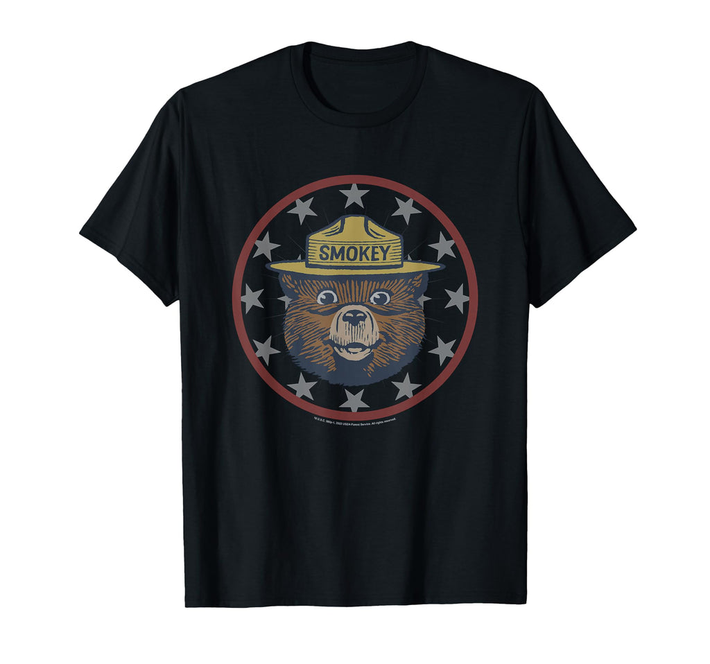 Smokey Bear Distressed Americana Stars T-Shirt - Minimalist Print Unisex - T-Shirt, Sweatshirt, Hoodie