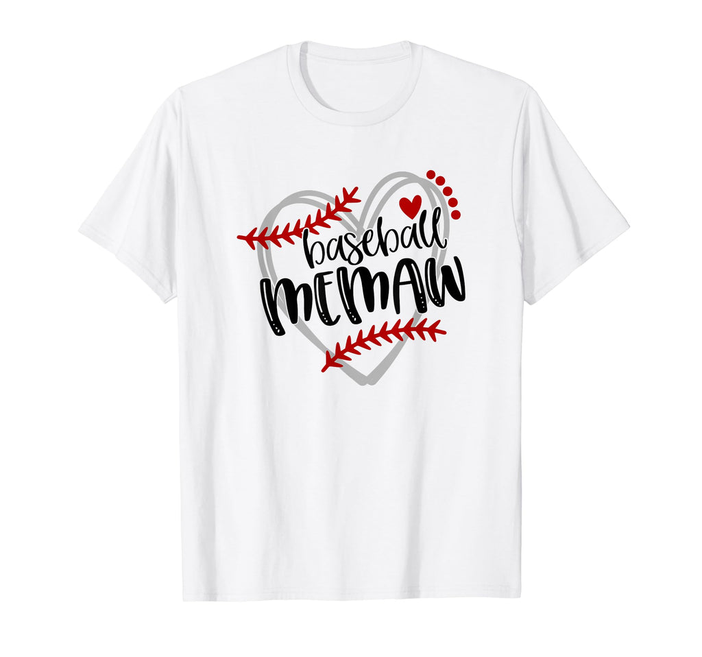 Baseball Heart Memaw Grandma Trendy T-Shirt - Fun Novelty Design Unisex - T-Shirt, Sweatshirt, Hoodie