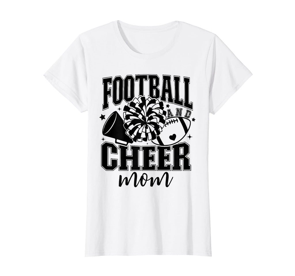 Womens Football And Cheer Mom Funny T-Shirt - Trendy Graphic for Adults - T-Shirt, Sweatshirt, Hoodie