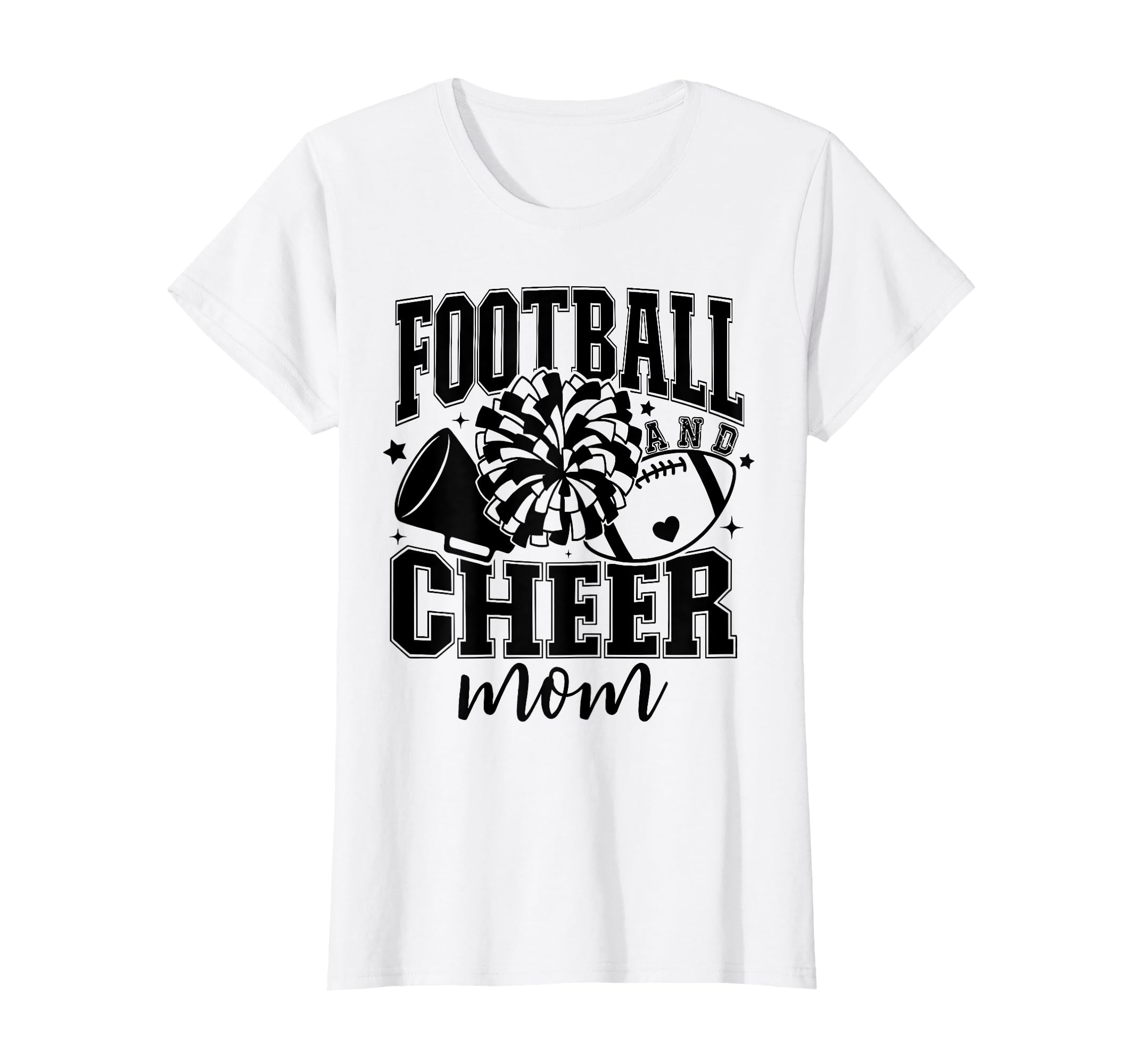 Womens Football And Cheer Mom Funny T-Shirt - Trendy Graphic for Adults - T-Shirt, Sweatshirt, Hoodie