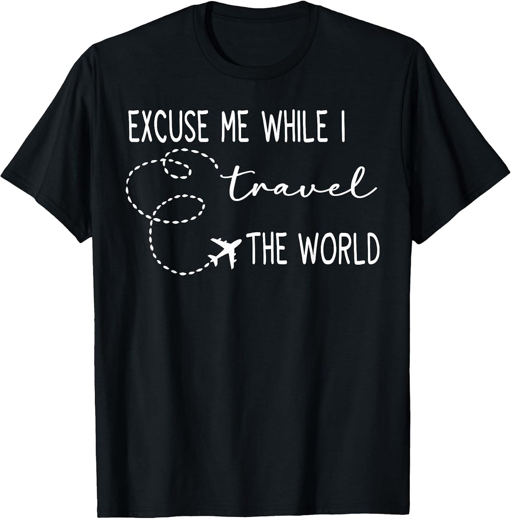 Cute Excuse Me While I Travel The World - Adult & Kids T-Shirts, Sweatshirts & Hoodies apparel design preview 1