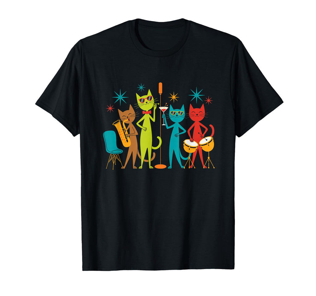 Mid Century Modern Cat Band 50S 60S T-Shirt - Trendy Graphic Unisex - T-Shirt, Sweatshirt, Hoodie