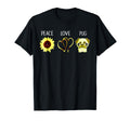Peace Love Pug Hippie Dog Lover Gift T-Shirt - Graphic Print Men Women - T-Shirt, Sweatshirt, Hoodie