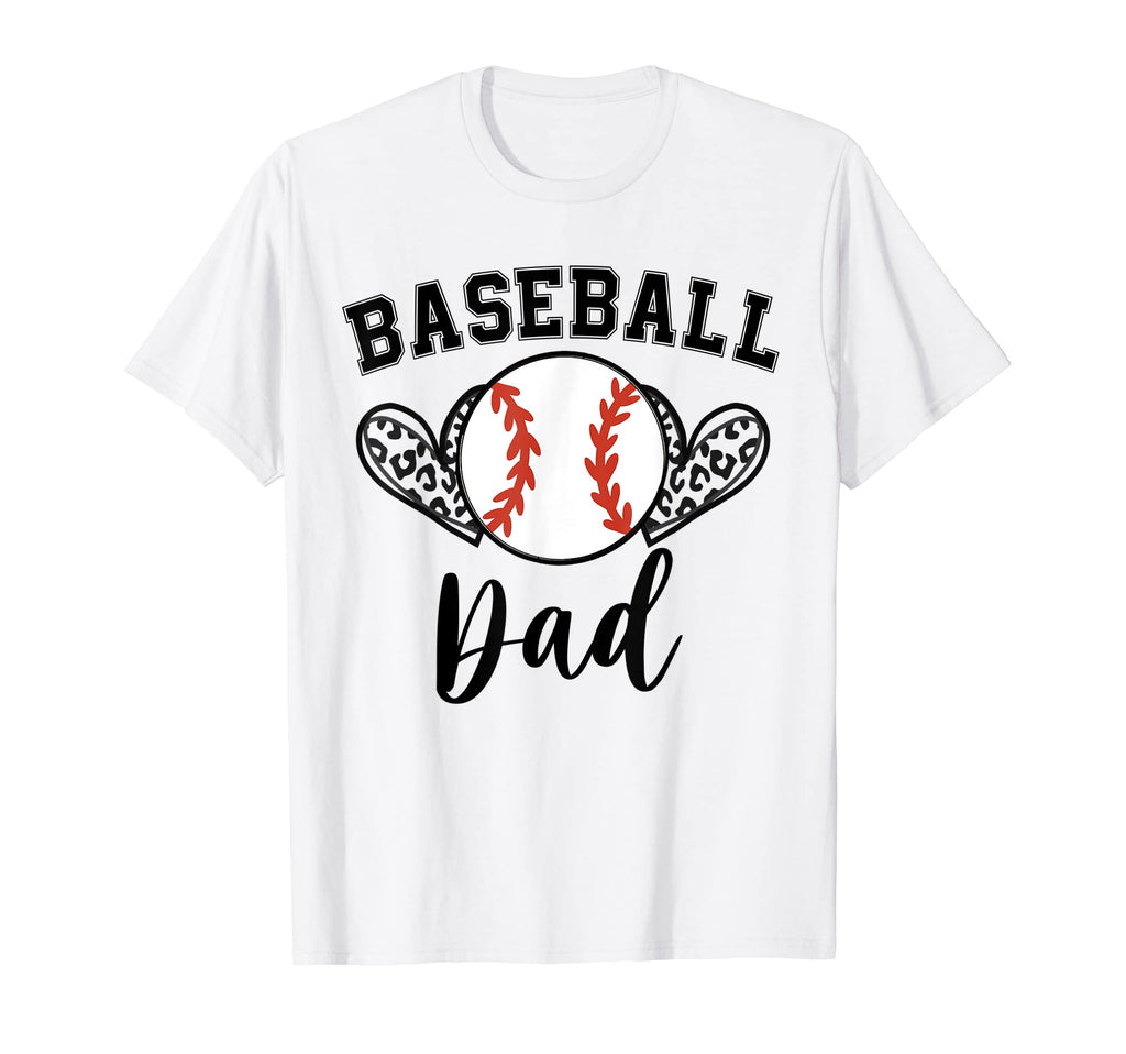 Baseball Dad Leopard Heart Baseball T-Shirt - Custom Art Print Men Women - T-Shirt, Sweatshirt, Hoodie