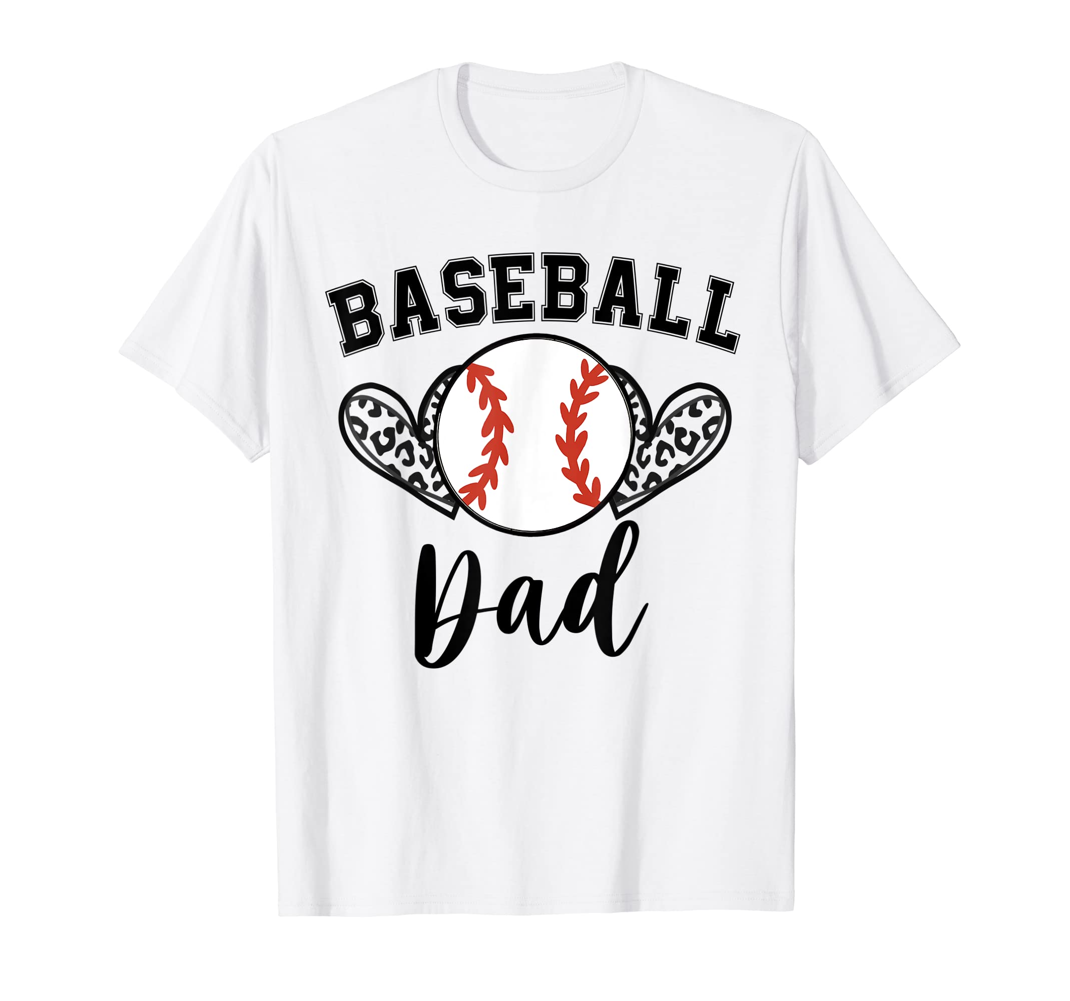 Baseball Dad Leopard Heart Baseball T-Shirt - Custom Art Print Men Women - T-Shirt, Sweatshirt, Hoodie