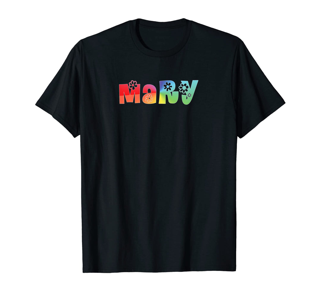 Mary Flowers Name Peace Love T-Shirt - Fun Novelty Design for Adults - T-Shirt, Sweatshirt, Hoodie
