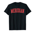 Meridian Id Varsity Red Text T-Shirt - Casual Everyday Wear Men Women - T-Shirt, Sweatshirt, Hoodie