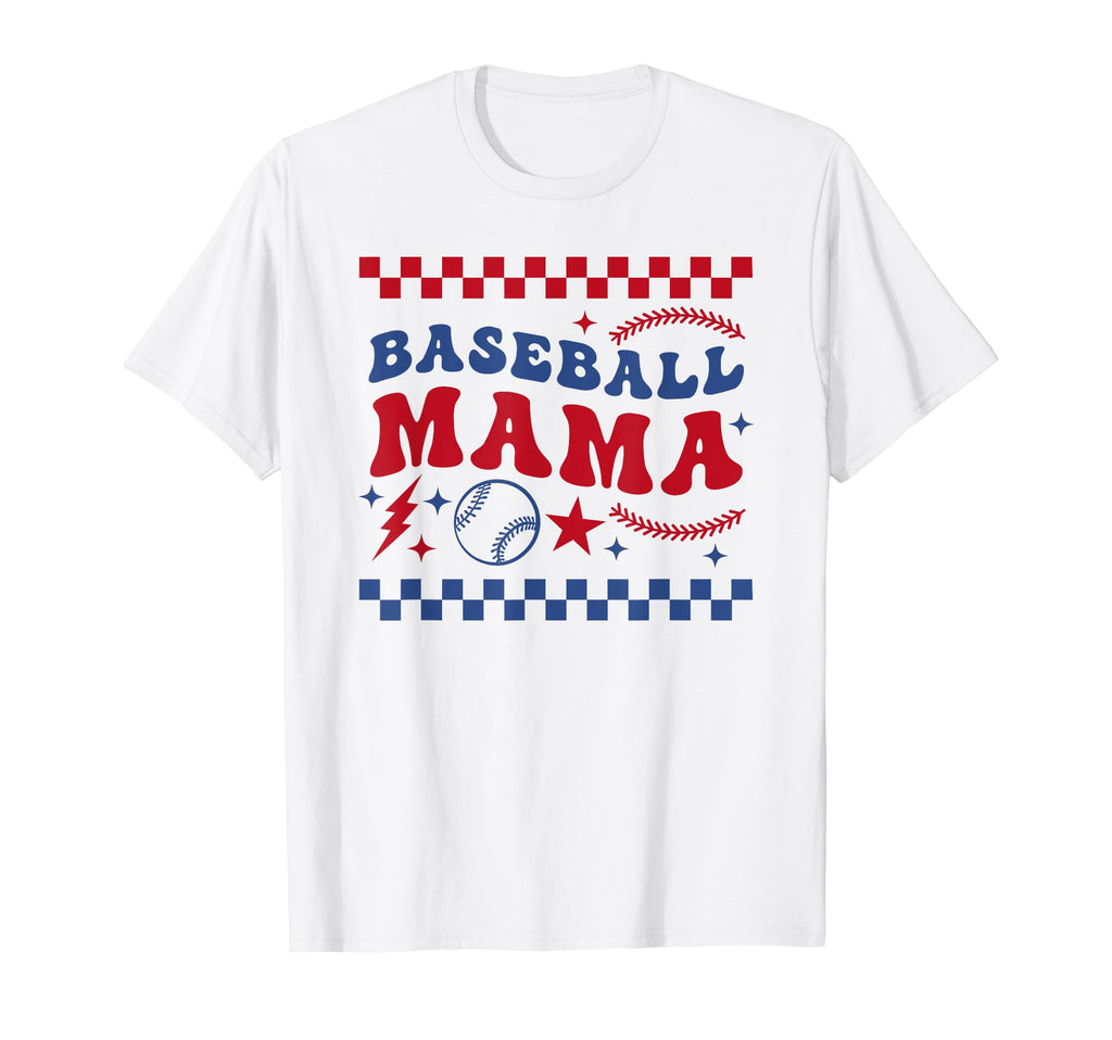 Baseball Mama Groovy Patriotic Sports T-Shirt - Streetwear Style Men Women - T-Shirt, Sweatshirt, Hoodie