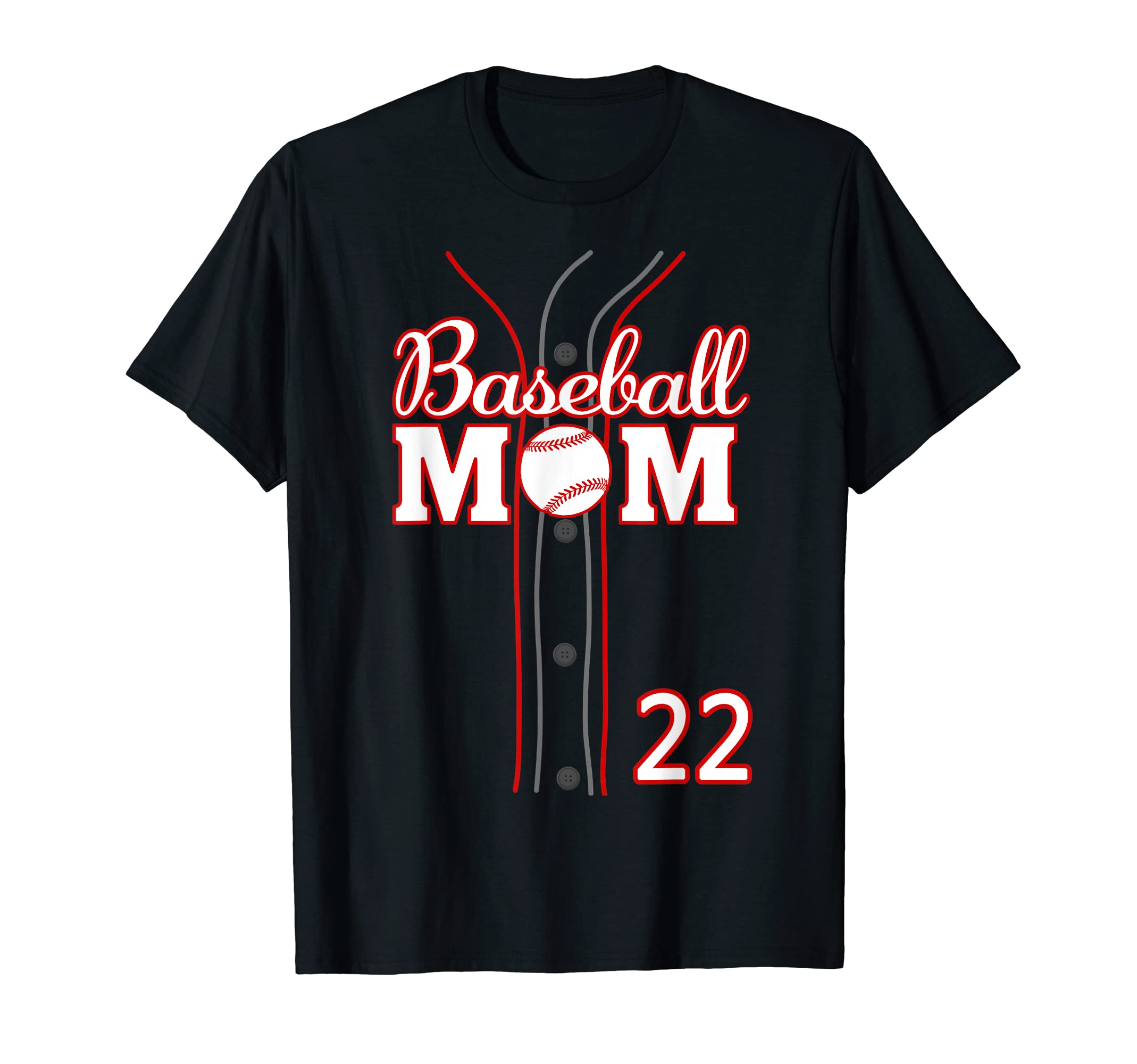 Baseball Mom 22 Number 22 Jersey T-Shirt - Aesthetic Graphic for Adults - T-Shirt, Sweatshirt, Hoodie