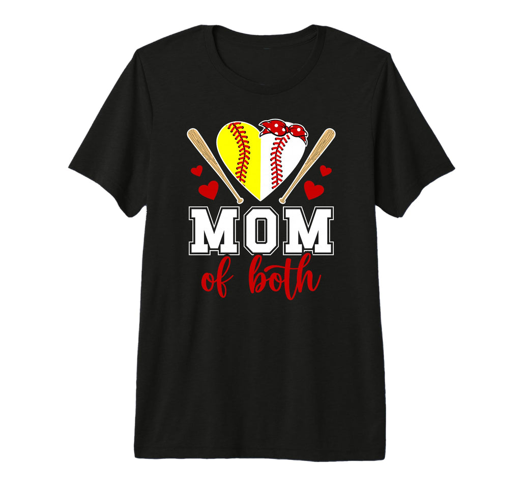 Mom Both Proud Softball Baseball Mom T-Shirt - Novelty Apparel for Adults - T-Shirt, Sweatshirt, Hoodie