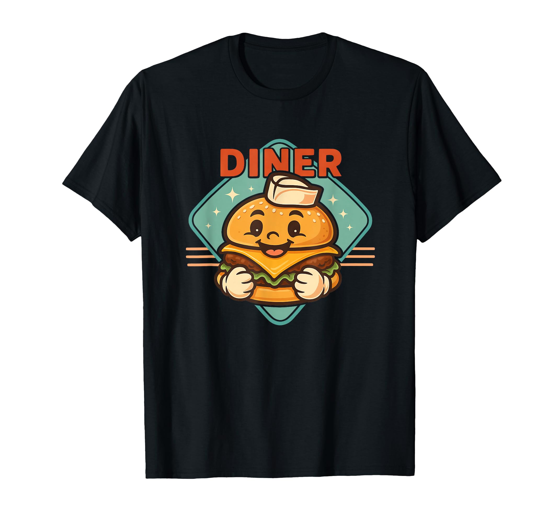 Diner Hamburger Cheeseburger Fun T-Shirt - Minimalist Print Men Women - T-Shirt, Sweatshirt, Hoodie