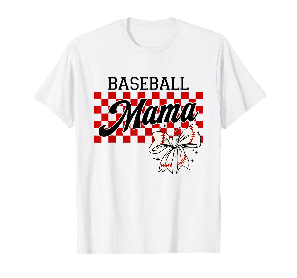 Checkered Baseball Mom Art Coquette Bow T-Shirt - Streetwear Style Unisex - T-Shirt, Sweatshirt, Hoodie