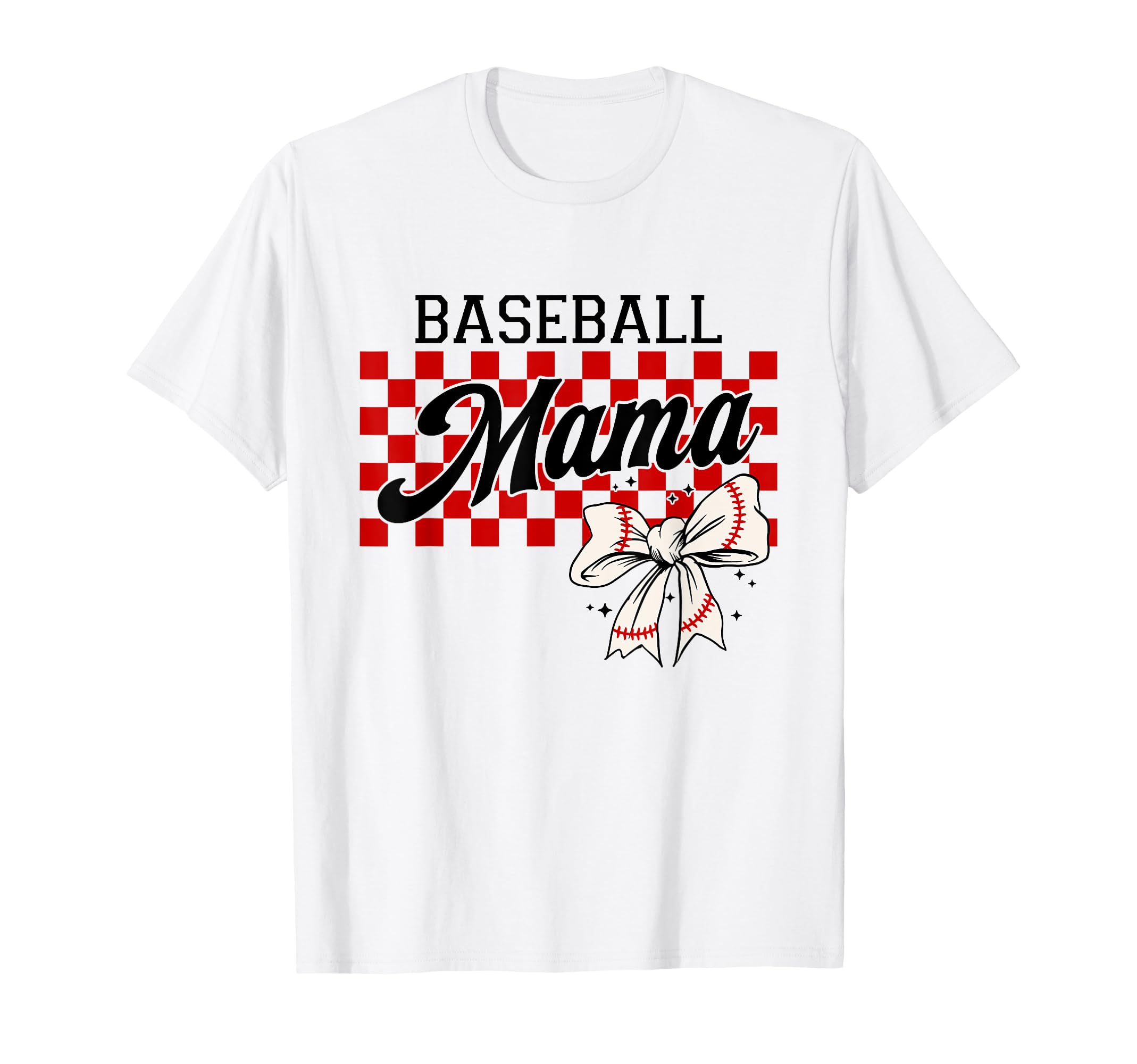 Checkered Baseball Mom Art Coquette Bow T-Shirt - Streetwear Style Unisex - T-Shirt, Sweatshirt, Hoodie