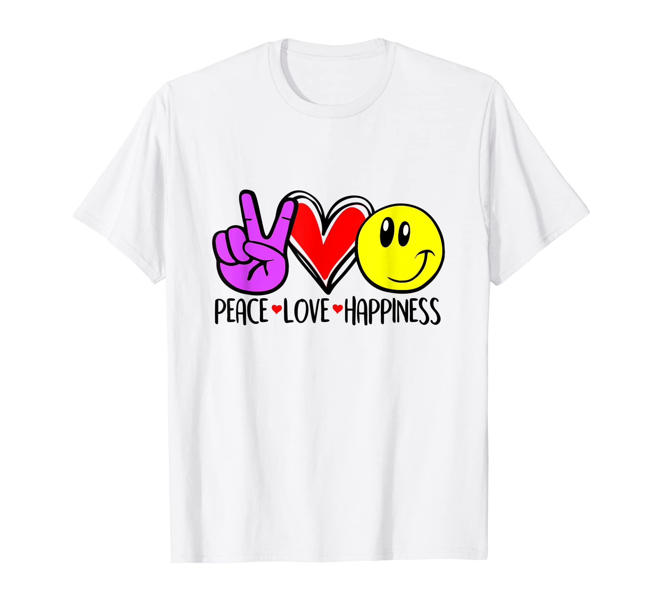 Peace Love Happiness Positivity T-Shirt - Unique Graphic for Adults - T-Shirt, Sweatshirt, Hoodie