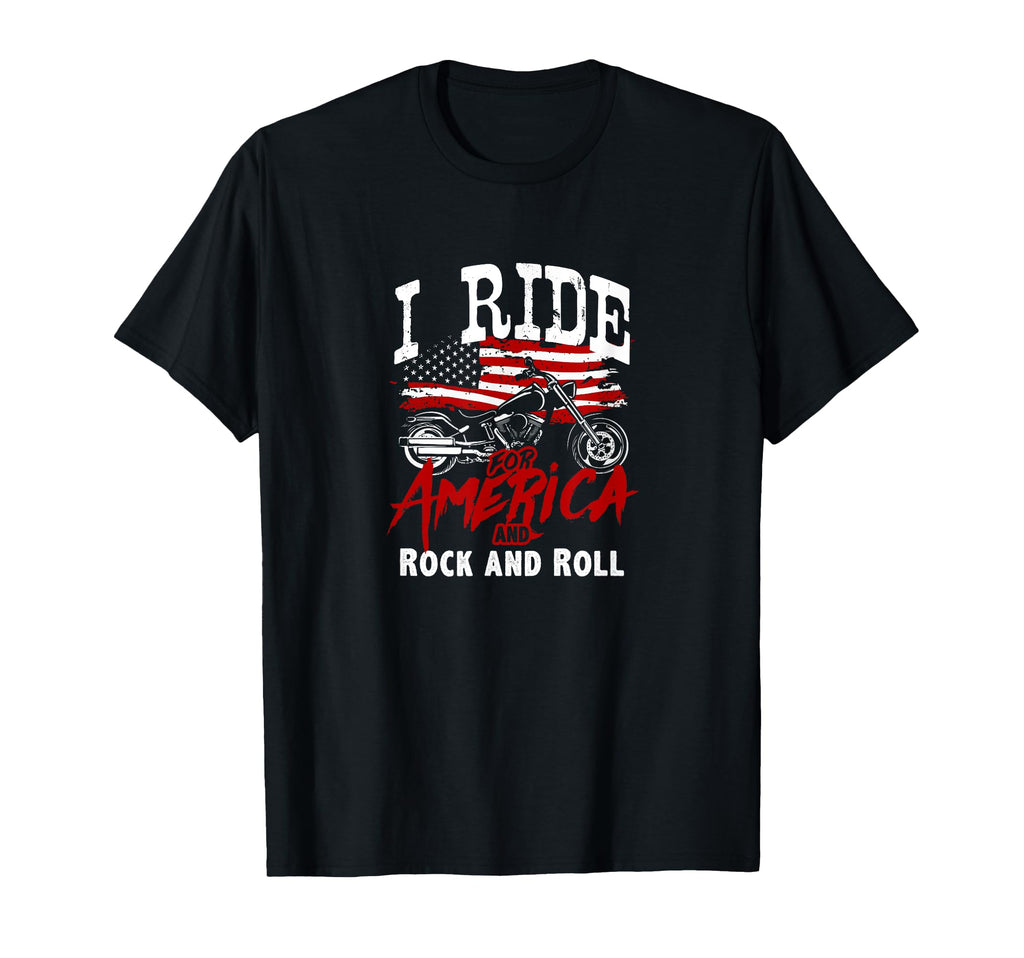 I Ride America And Rock And Roll Rock Fans T-Shirt - Unique Graphic Unisex - T-Shirt, Sweatshirt, Hoodie
