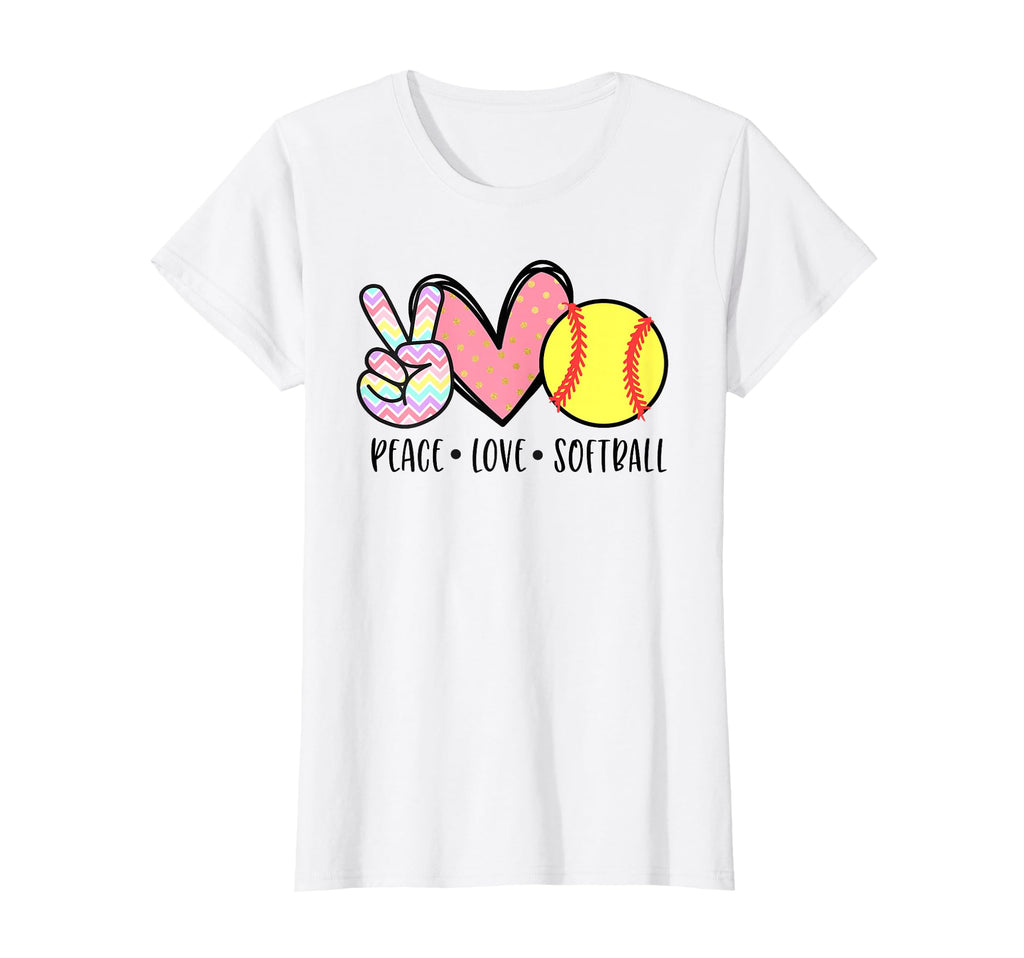 Peace Love Softball Mom Pastel Teen T-Shirt - Minimalist Print Men Women - T-Shirt, Sweatshirt, Hoodie
