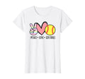 Peace Love Softball Mom Pastel Teen T-Shirt - Minimalist Print Men Women - T-Shirt, Sweatshirt, Hoodie