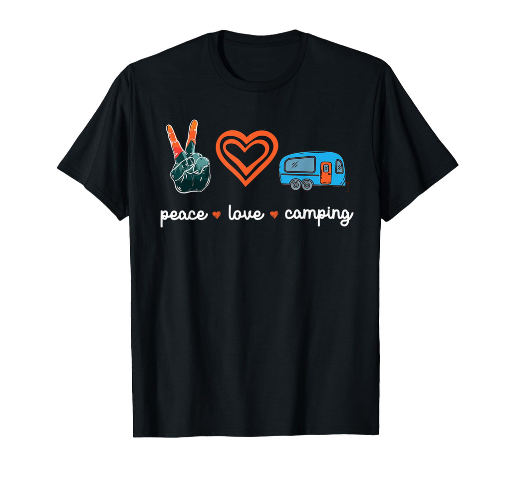 Peace Love Camping Rv Trailer T-Shirt - Custom Art Print Unisex - T-Shirt, Sweatshirt, Hoodie